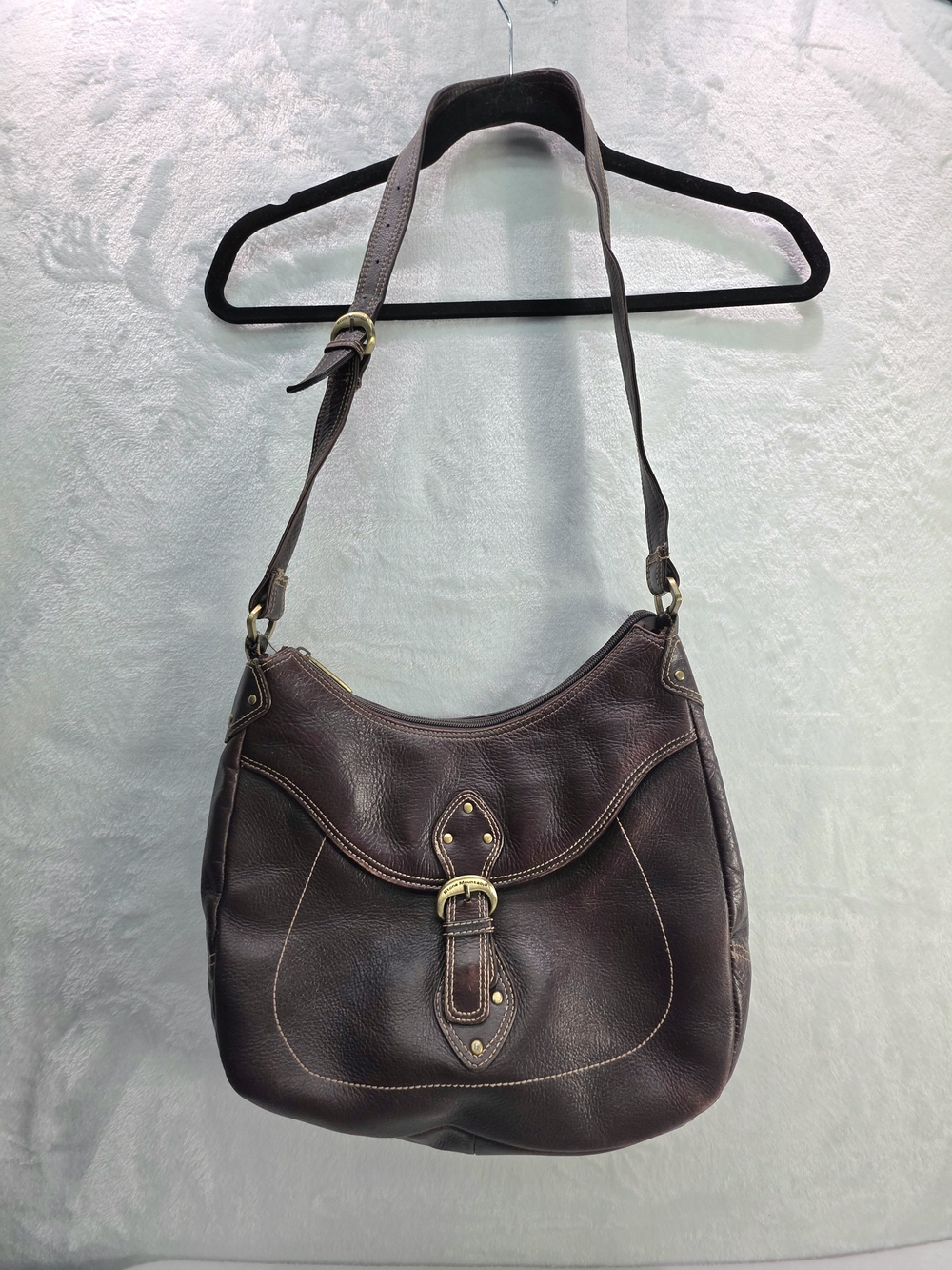 Vintage Stone Mountain Classic Brown Leather Shoulder Bag